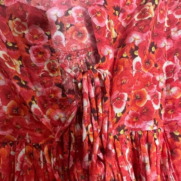 NEW Anthropologie Ro's Garden Seychelles tunic tassel dress Red Poppy S - Picture 12 of 12